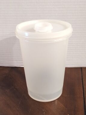 Vintage Tupperware 321 Sheer 1-Quart Canister Pitcher with Flip Top Lid